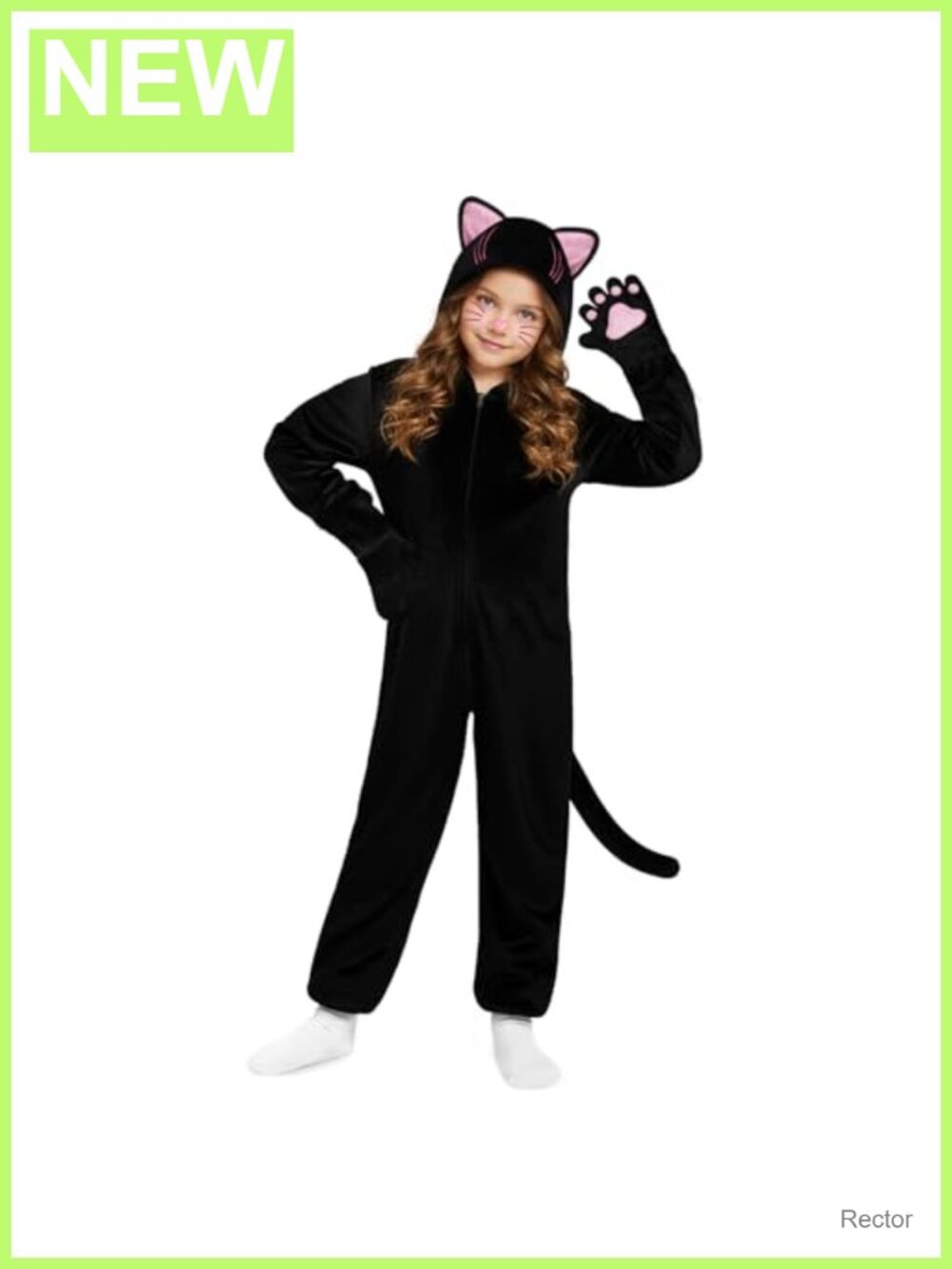 Kids Black Cat Costume Animal Onesie Halloween Dress Up